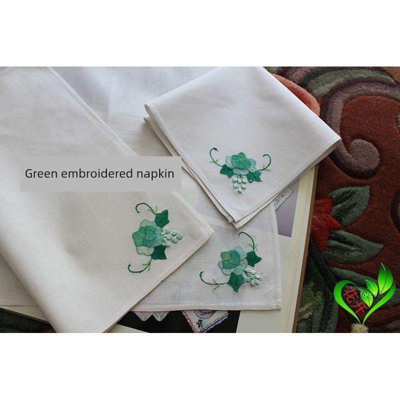 

Скатерть ручной вышивки Ностальгический пэчворк Цветочная подушка Вышитый виноград Идиллическая свежесть Вышитая скатерть Покрывало Ткань для штор Носовой платок Green handkerchief 40cm White pure cotton