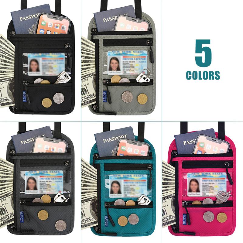 Fascia porta soldi da viaggio Blocco RFID Impermeabile Marsupio Marsupio Portafoglio Nascosto Segnale Blocco RFID Porta Passaporto Borsa Documenti