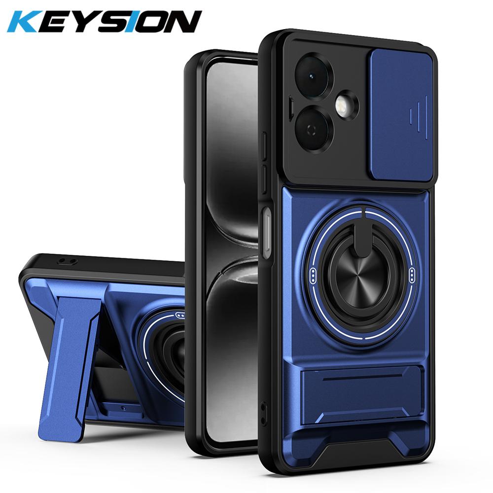 KEYSION Magnetic Phone Case for TECNO Spark Go 2 Slide Camera Protection Upright Kickstand Shockproof Cover for Infinix Smart 10
