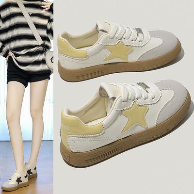 Little White Shoes Women's 2025 New Versatile Summer Thin Breathable Board Shoes with Skirts High-end Soft Leather Star Shoes