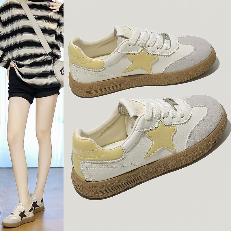 Little white shoes women's 2025 new versatile summer thin breathable board shoes with skirts high-end soft leather star shoes