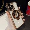 For iPhone 15 Pro Max Luxury Plating Frame Magsafe Magnetic Stand Phone Case For iPhone 11 12 13 14 16Plus Lens Protective Cover