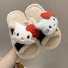 Cute Cartoon Fluffy Slippers Women Wear Foreign Style Out Flat-bottomed Fluffy One-word Slippers