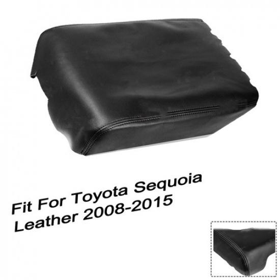 Best Sequoia Leather Center Console Lid Armrest Cover Black For Toyota 2008-2015
