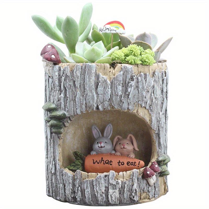 1Pc Creative Tree Hole Pots Micro Landscapes Tabletop Potted Plants Office Ornaments.