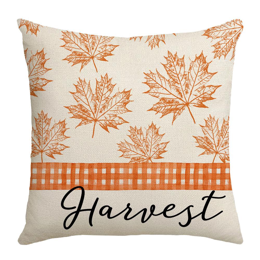 New Autumn Pumpkin Maple Leaf Fall Home Decoration Linen Printed Sofa Pillow Cover