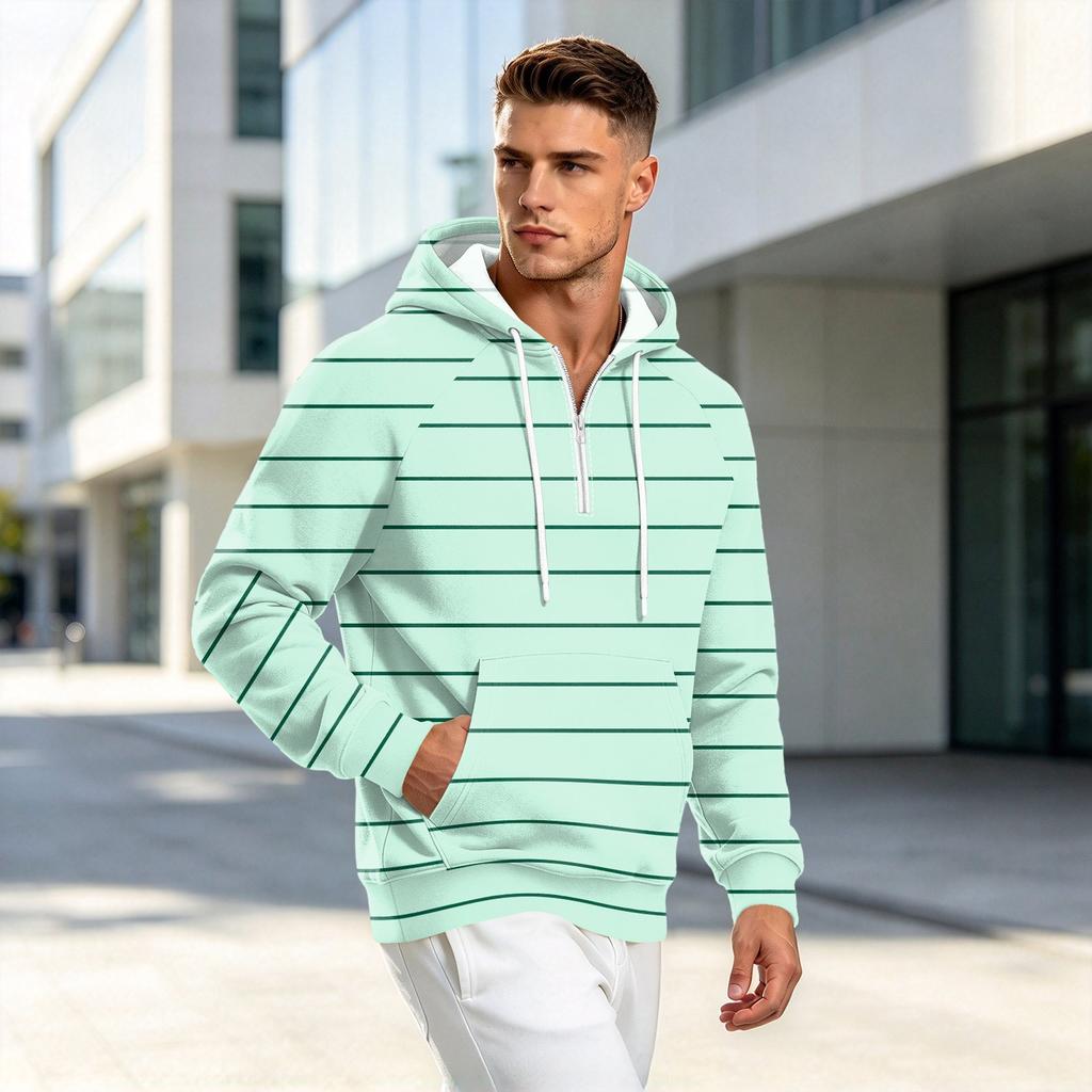 Felpa con cappuccio da uomo autunno inverno, stampa gessata, casual, vestibilità larga, con zip, manica lunga, felpa