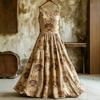 Retro Floral Embroidery Sleeveless Layered Cotton and Linen Dress Women's Mori Long Dress