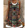 Women's  Flower Pattern Printed Sleeveless Round Neck Dress Loose Soft and Comfortable Plus Size Dress