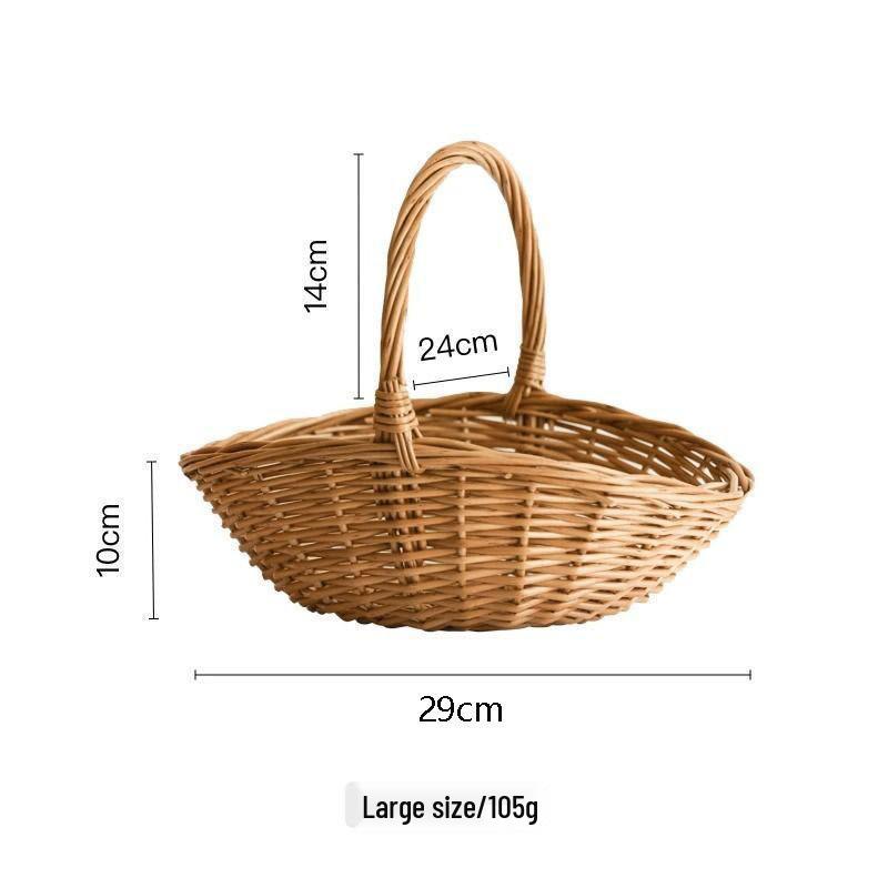 Grande Cesto Intrecciato in Rattan e Salice: Ideale per Conservazione, Frutta, Verdura, Picnic, Spesa e Fiori di Natale.