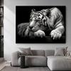 Black White Tiger Red Eyes Umělecká malba na plátně Obrazy zvířat Umělecká díla Plakáty do obývacího pokoje Domácí dekorativní nástěnné obrazy