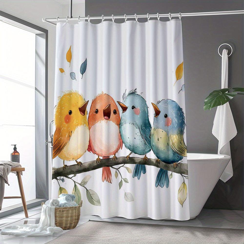 1 szt., Zasłona prysznicowa z nadrukiem ptaków, 71x71 cali, z haczykami, do łazienki, dekoracji domu, na wszystkie pory roku