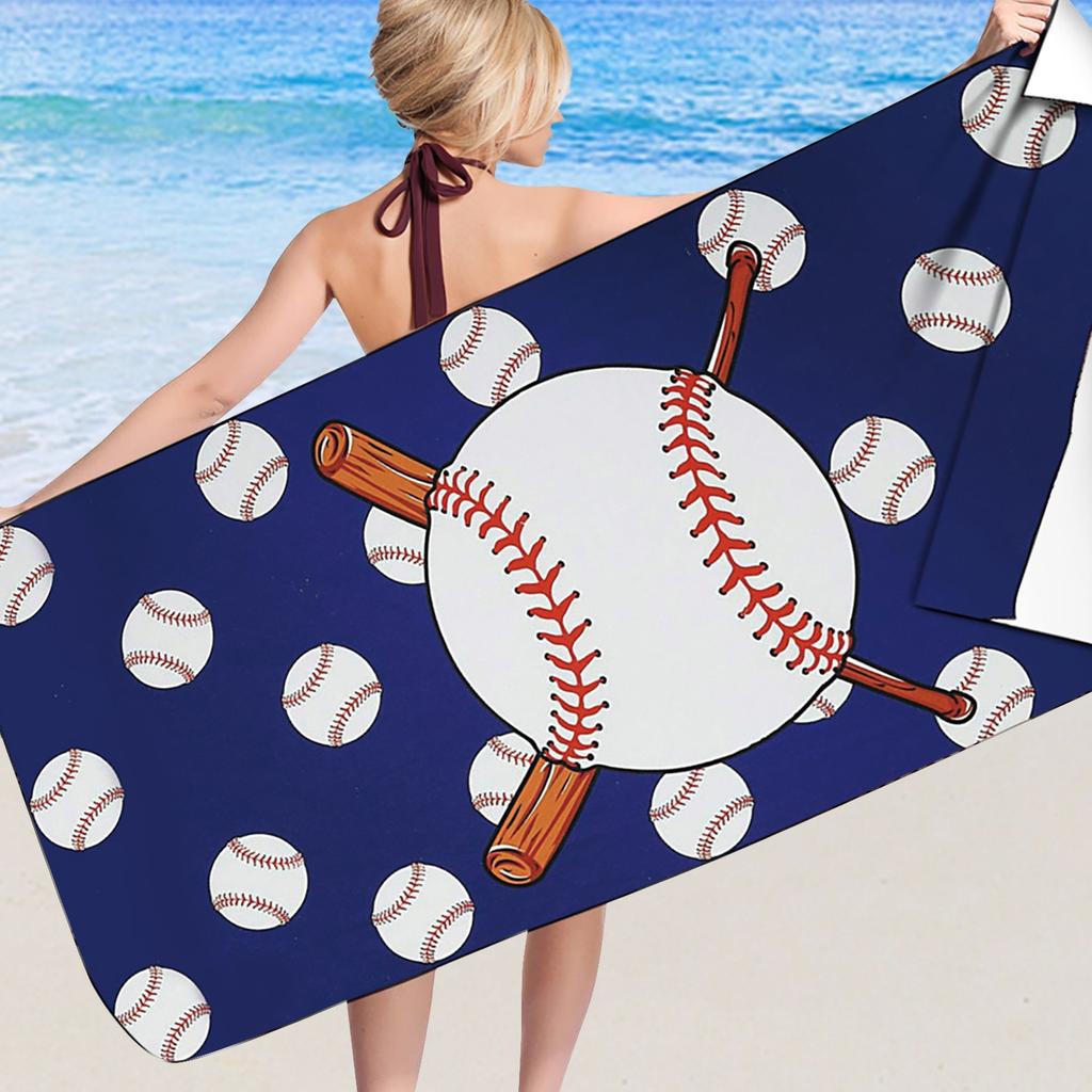 Baseball-Strandtuch, schnell trocknend, tragbar, Badetuch, Baseball-bedrucktes Strandtuch