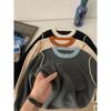 Contrasting color crew neck knitted bottoming shirt women's spring slim-fitting and thin top, warm inner sweater