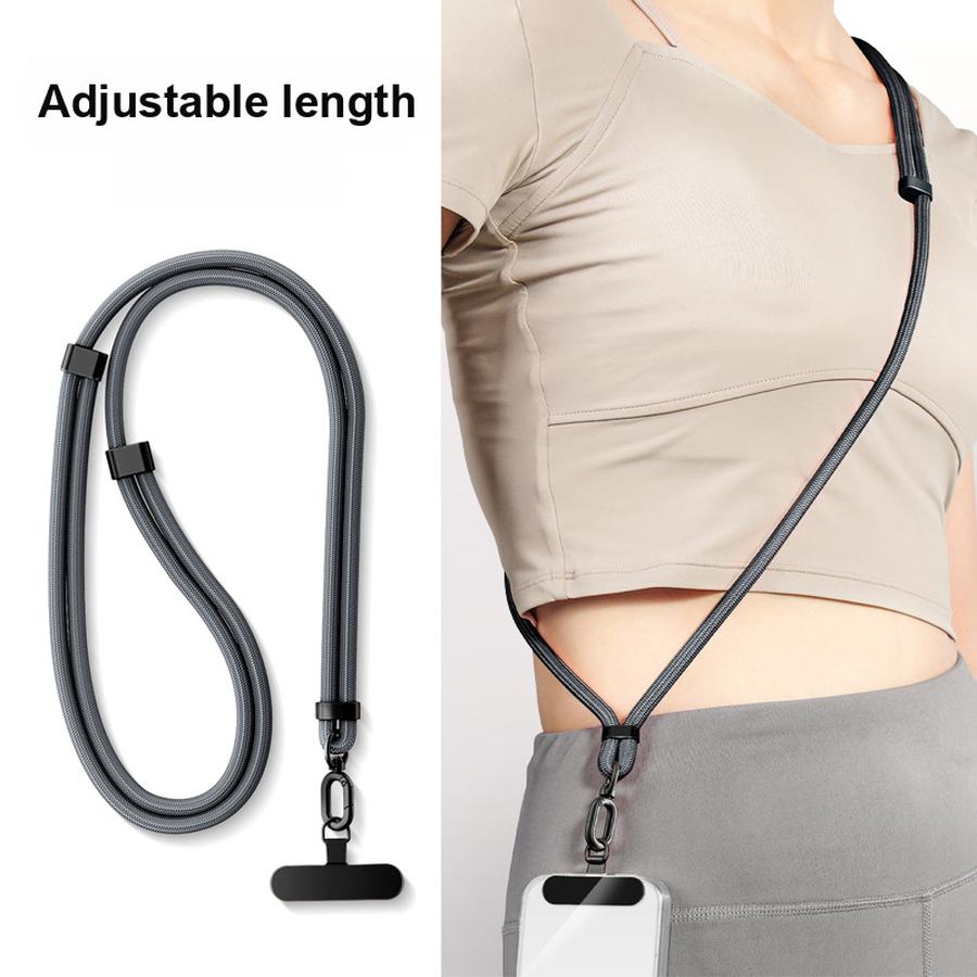 Handy-Lanyard Verstellbares Crossbody-Nackenband Seil mit Edelstahl-Pads Anti-Verlust Anti-Diebstahl Geflochtenes Seil
