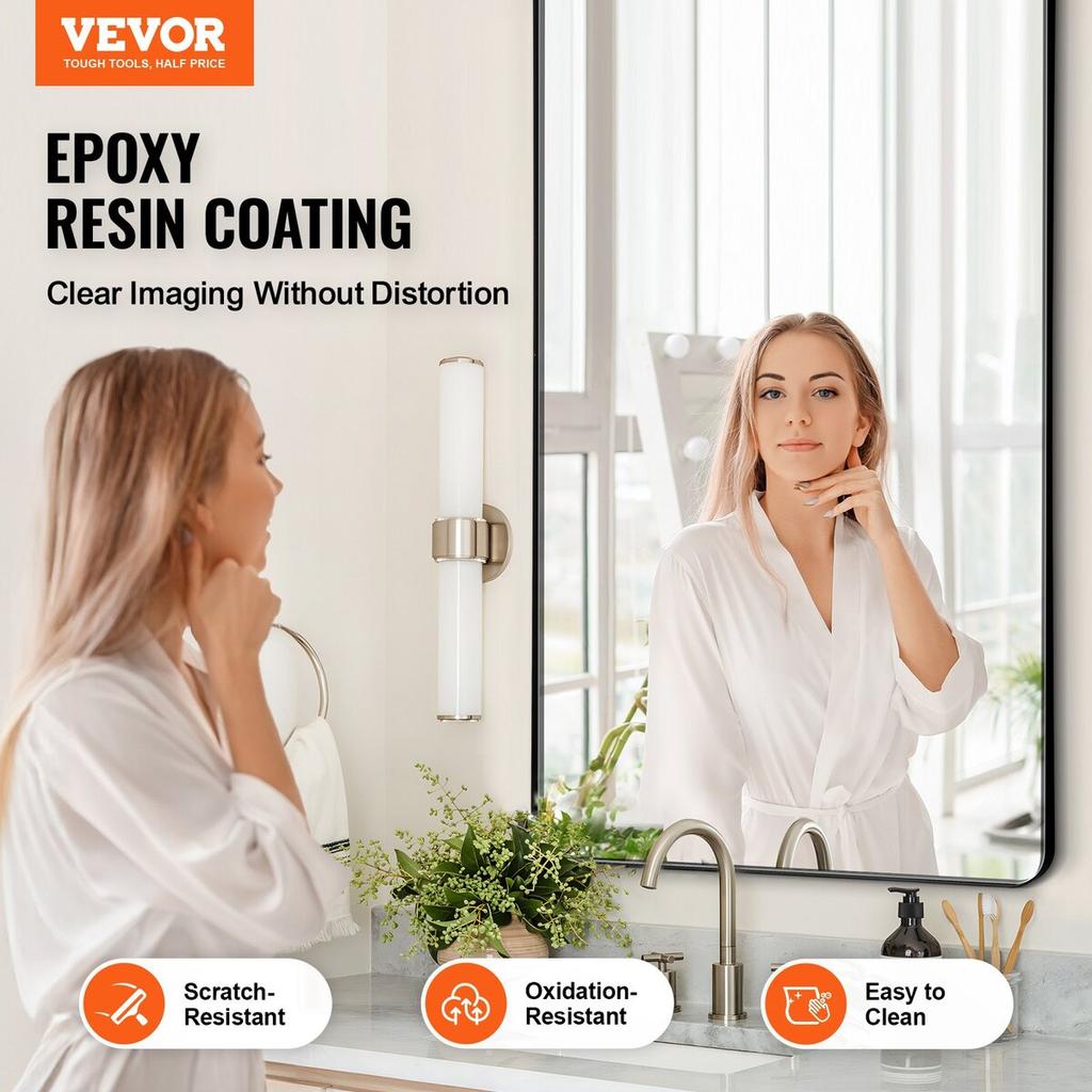 Square Wall Mounted Mirror 28" X 60" Mirror with Aluminium Alloy Frame