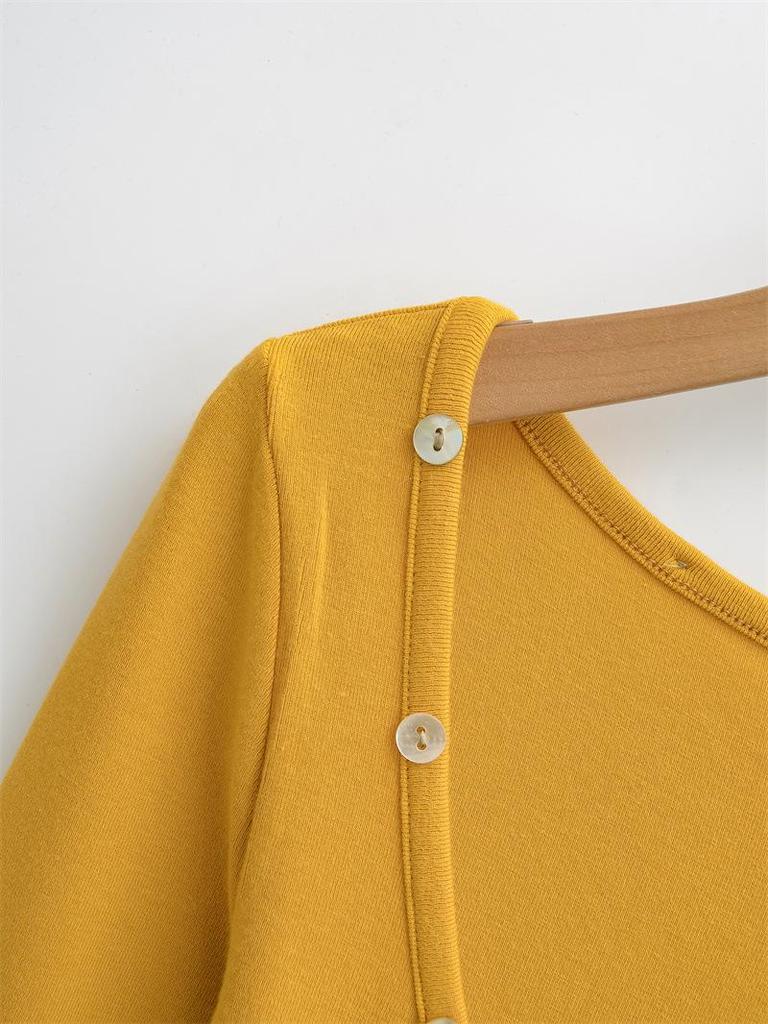 Spicy Girl Sexy Low Neck Long Sleeve T-shirt - Spring Stylish Slim Fit Solid Color Women's Top