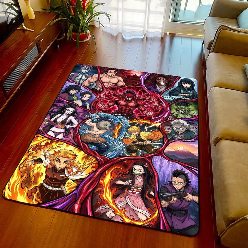 Demon Slayer Room Decor Rug Anime Carpet Soft Floor Mat Anti Slip Backing for Bedroom Living Room Use -QJY