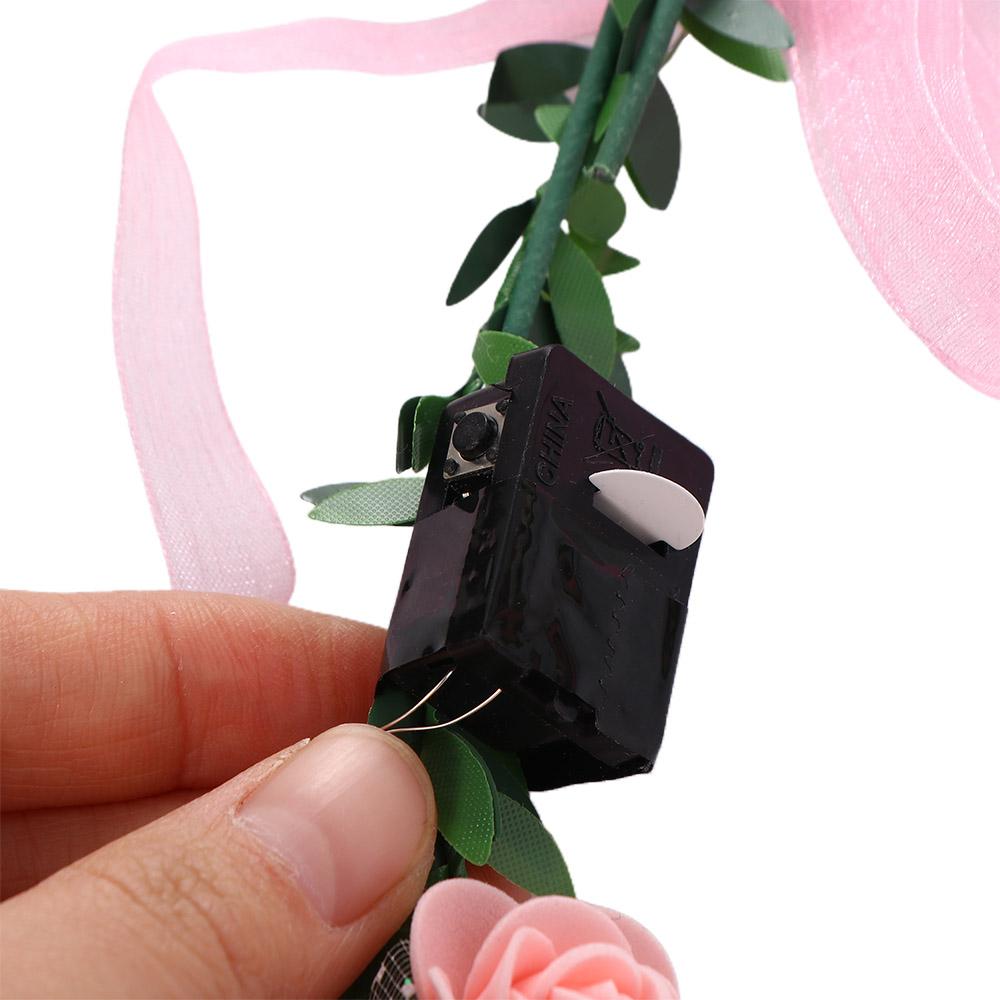 For Girls Fashion Headwear Wedding Rose Flower Foam Women Headwear Wreath Decoration Crown Flower Headband LED Light Garland