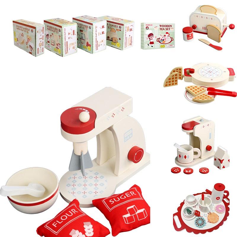 Wood Simulation Tea Set Pretend Play Kitchen Role Play Educational Toy For Kindergarten Children's Kitchen Role Play Set