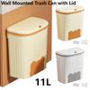11L/3gal Wall Mounted Hanging Waste Bin with Lid Cabinet Door Trash Can Household Food Garbage Bin for Counter Top Or Under Sink