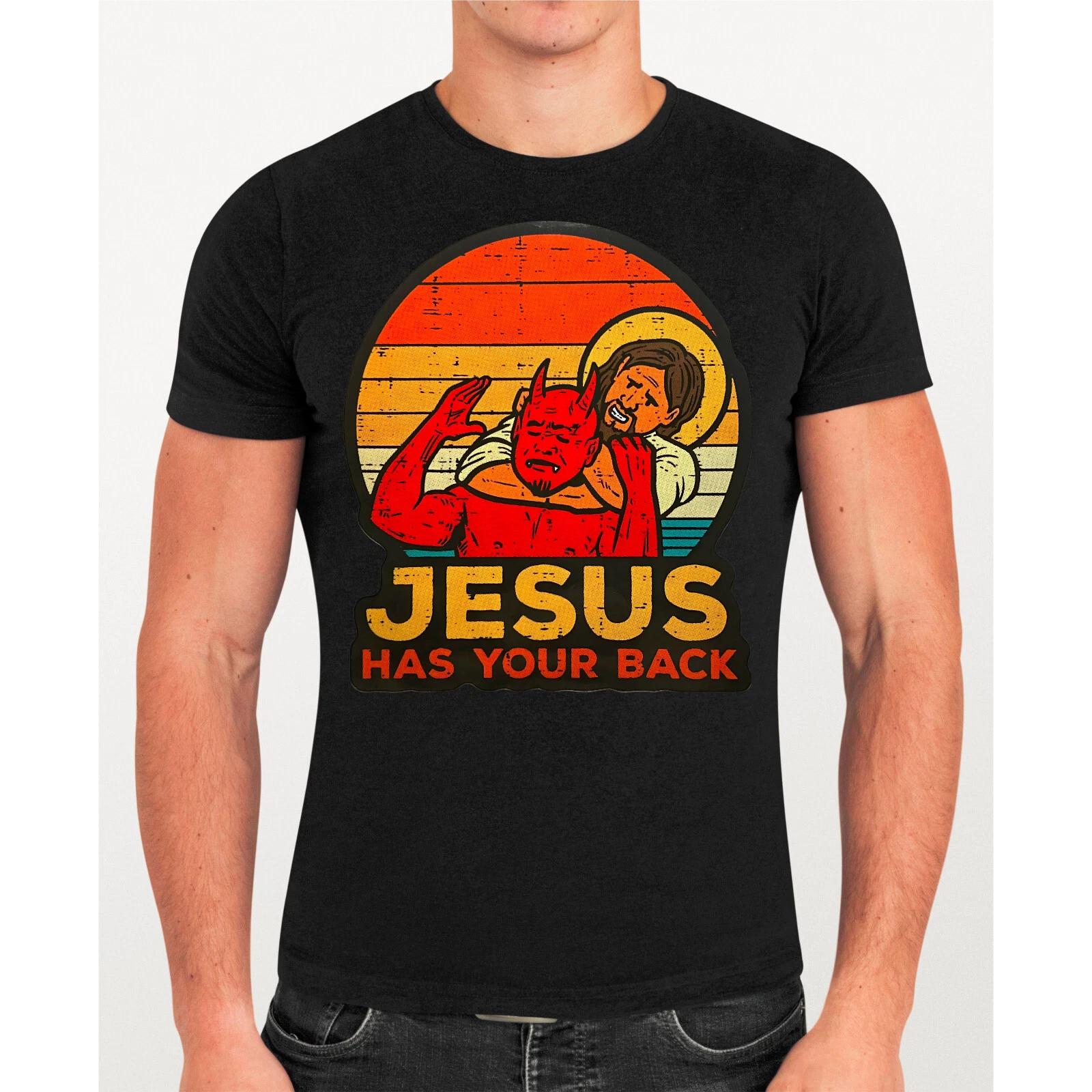 Jesus Has Your Back Jiu Jitsu Retro Christian Jesus Vintage Gift Men s T-Shirt XL