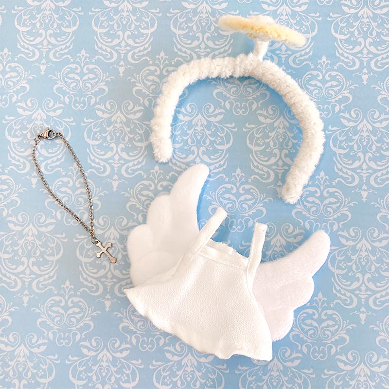Angel Halo & Winged Dress for 10-15cm Plush Toy, Kigurumi, Accessories, Otaku, Doll, Mascot, Kpopdoll, Costume [Used]