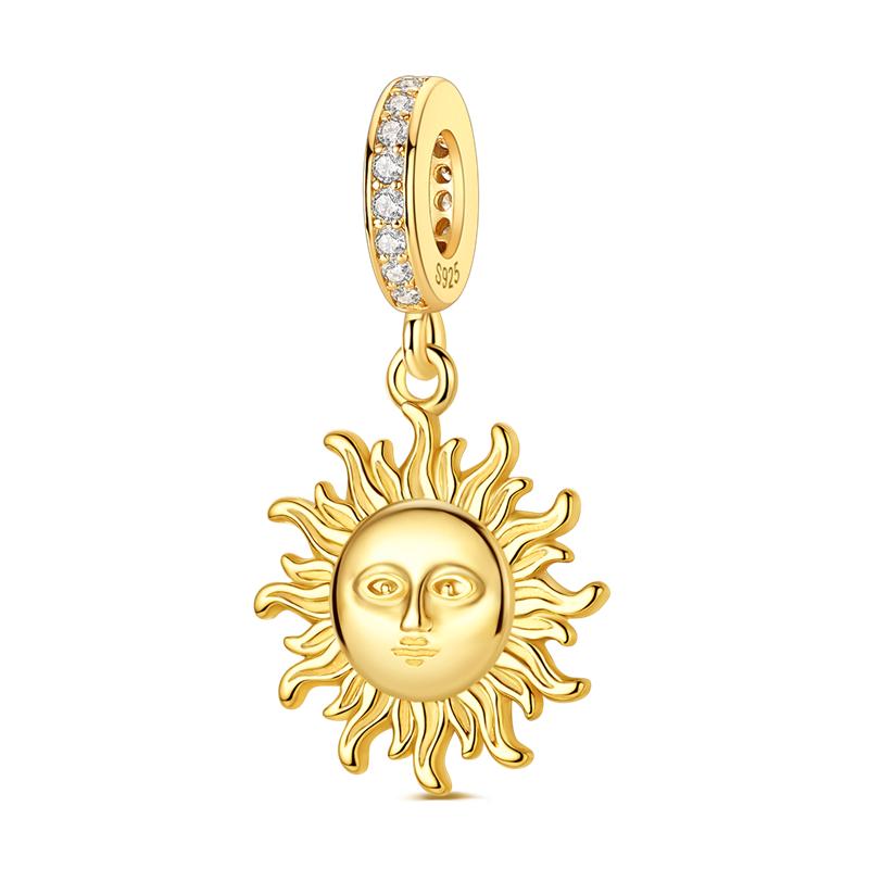 Gold Series Diy Charms Bead Original Copper Inlaid Zirconium Sun Insect Pendants Fit Bracelet Jewelry Gift Marking