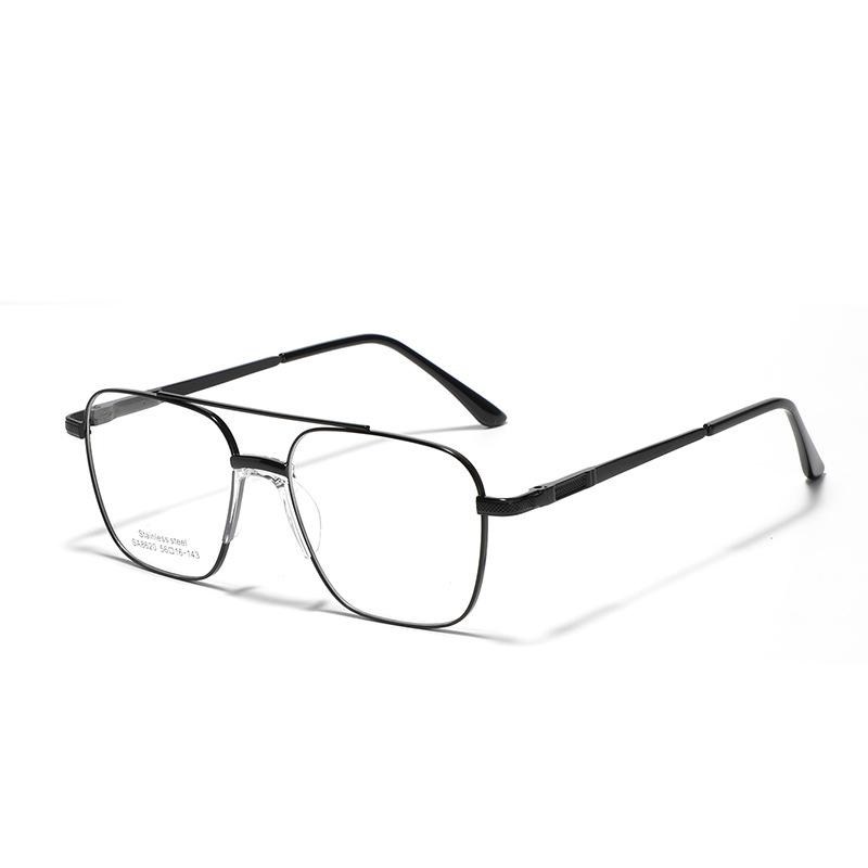 Glasses, Double Beam Metal Square Frame Men'S Commuter Simple Saddle Nose Pad Flat Glasses Women'S