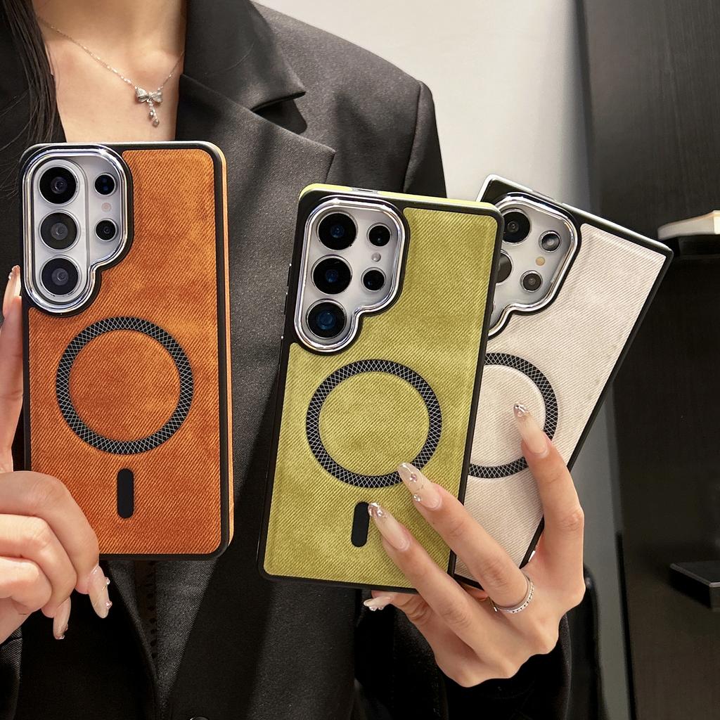 Luxury Magnetic Phone Case for Samsung S26 S25 S24 S23 S22 Ultra Soft Leather Shockproof for Magsafe Wireless Charging Cover