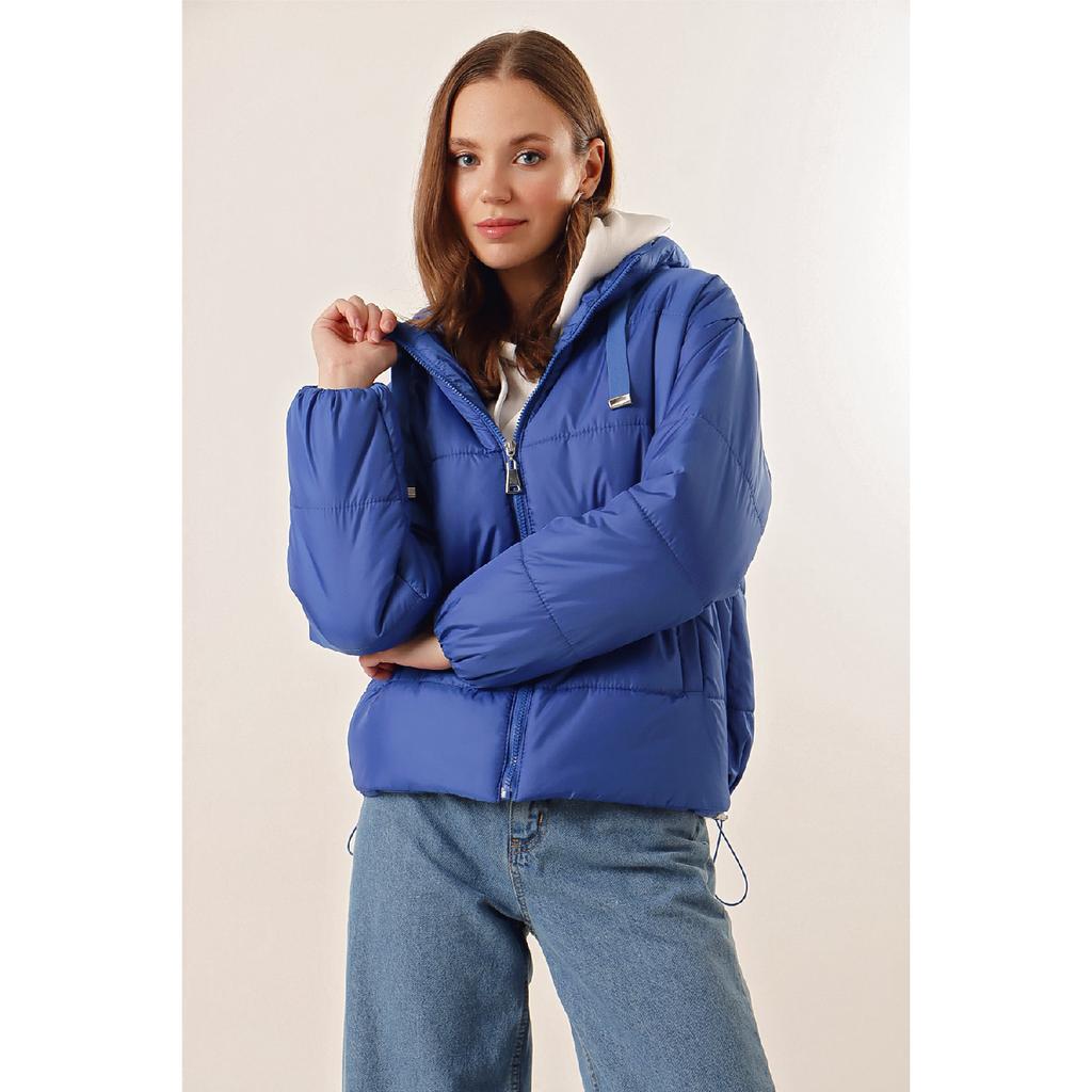 Damen-Daunenjacke mit Kapuze und Reißverschluss Y20w110-7115