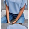 Damen 2025 Sommer Casual Einfarbig V-Ausschnitt Locker Bluse Tops für Damen