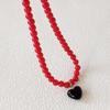 2024 Red Heart Beaded Choker Necklace - Women's Niche Design for New Year's Eve