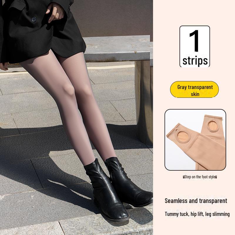 

Женские колготки Bonas из плотного черного бархата и шелка - серые цельные чулки на осень/зиму Early autumn velvet-free style серый