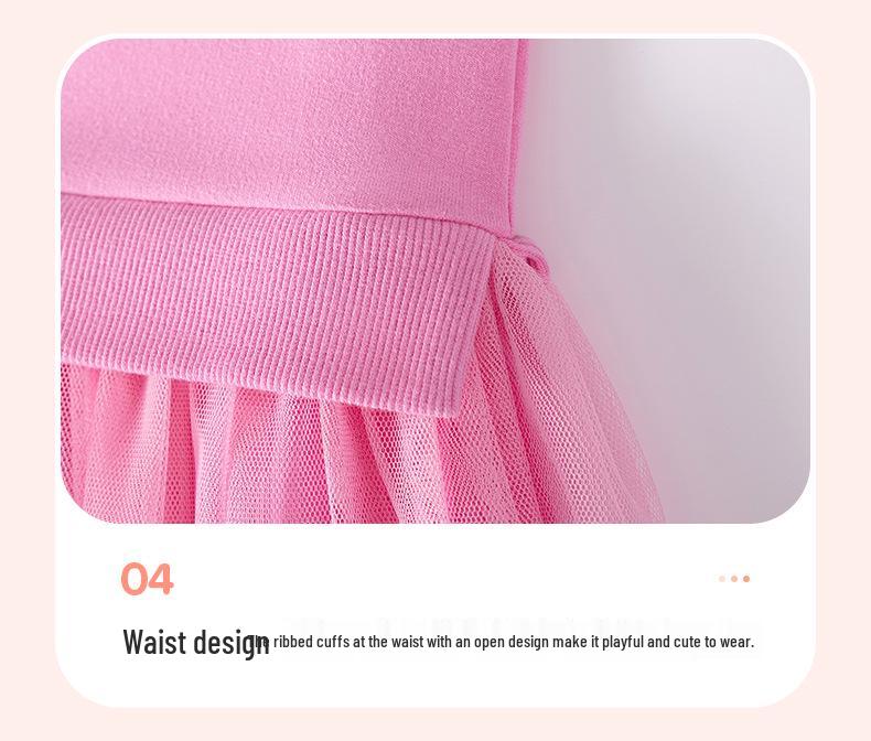 Little Maven Girls' Summer Short-Sleeve Mesh Dress - European and American Style