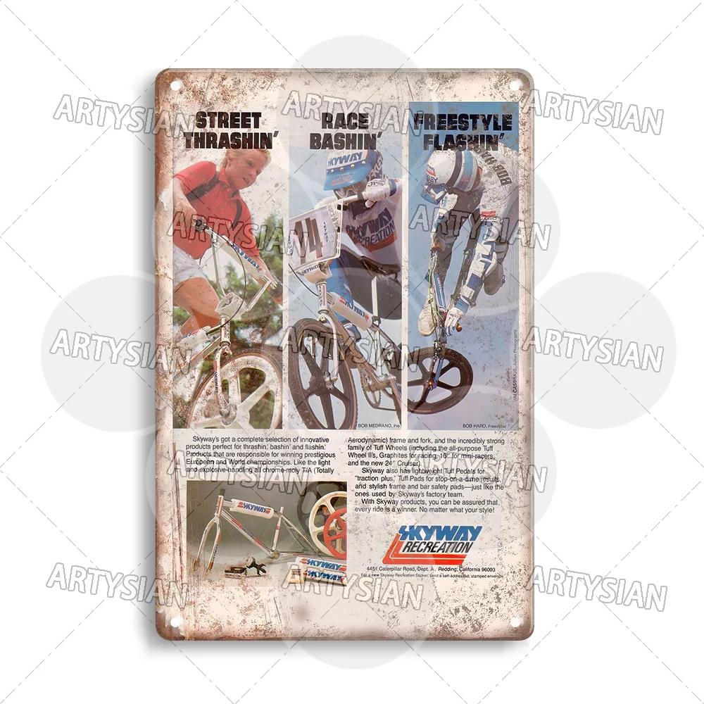 Vintage BMX Bike Metal Sign Bicycle Motocross Plaque Racing ACS TUF Pedals Procraft Kuwahara Raleigh Mongoose Dyno Diamond Back