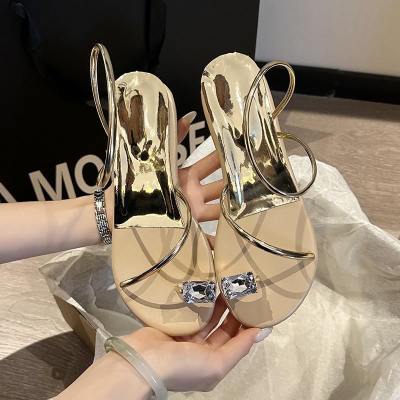 Fashion Gold Silver Women's Sandals 2025 Summer New Ankle Strap Wedge Sandals Women's Fashion Elegant Beach Women's Shoes Ladies Shoes