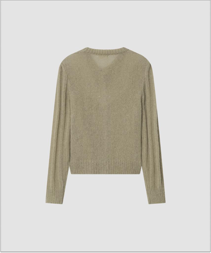 Deolil Mohair Vintage Puff Cardigan_Light Khaki