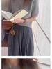 Women's High-End Soft Gray Knitwear: Bubble Sleeve Fitted Round Neck Short Sleeve Sweater for Autumn/Spring