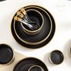 Light Luxury Gold Rim Matte Black Ceramic Dinner Plate