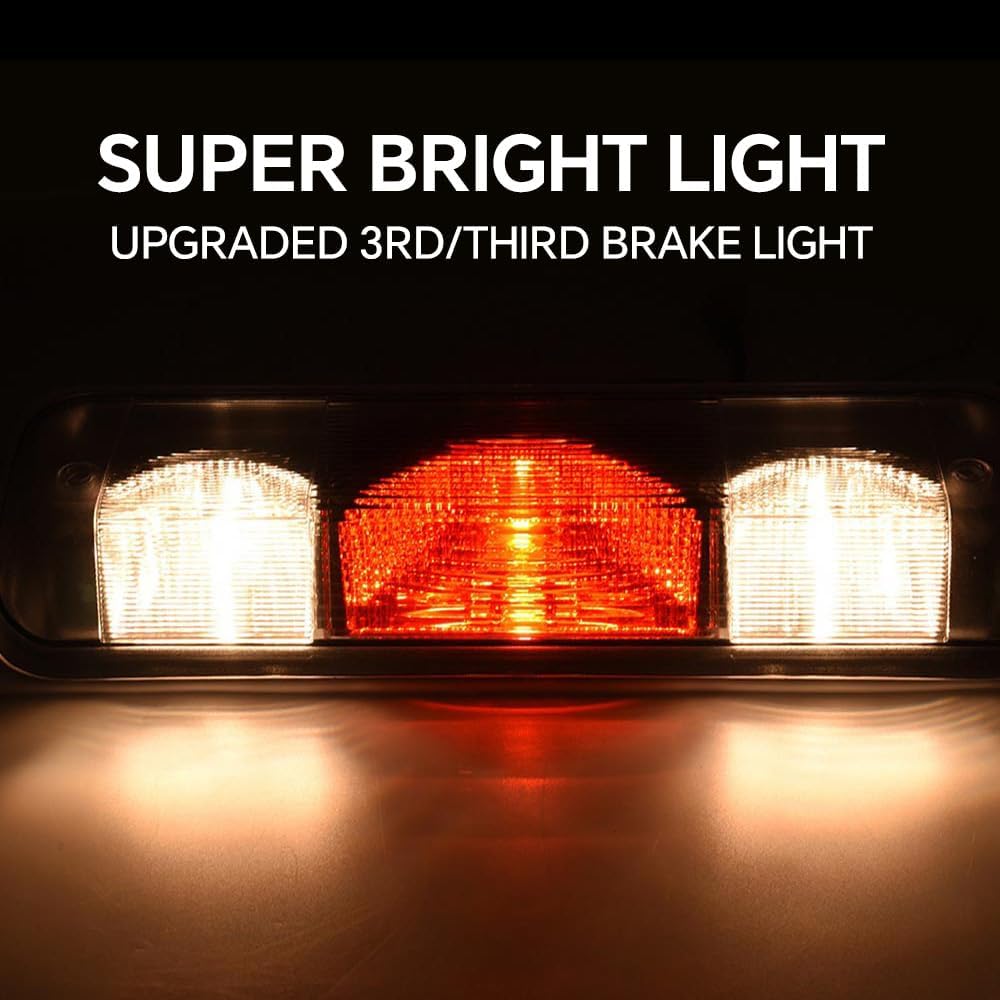 PIT66 3rd Brake Light Compatible with 2004-2008 Ford F150 High Mount Center Rear Roof Third Cargo Light Parking Light Halogen Clear/Red Lens Tercera