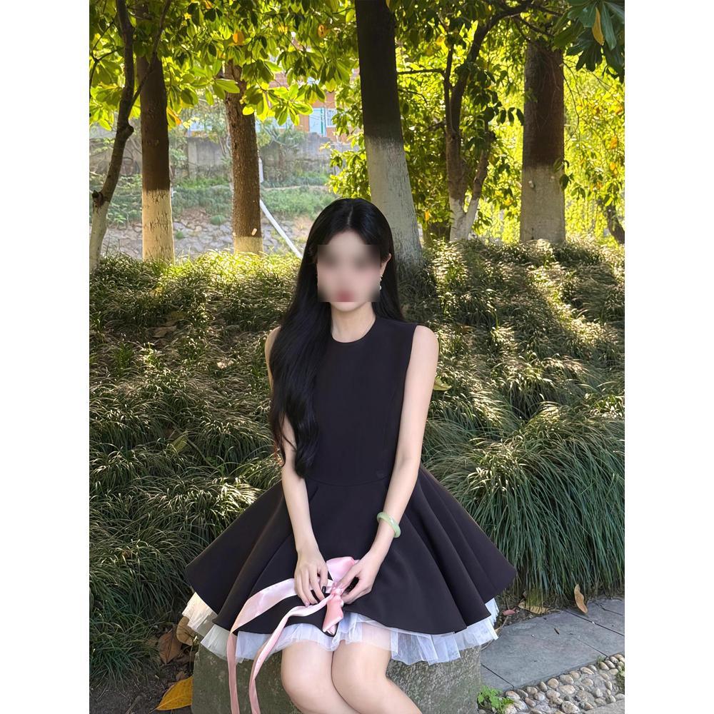 

Черное платье-жилет с тонкой талией для детского летнего отдыха, новая супер красивая темпераментная короткая юбка XL- (recommended 110-60kg)