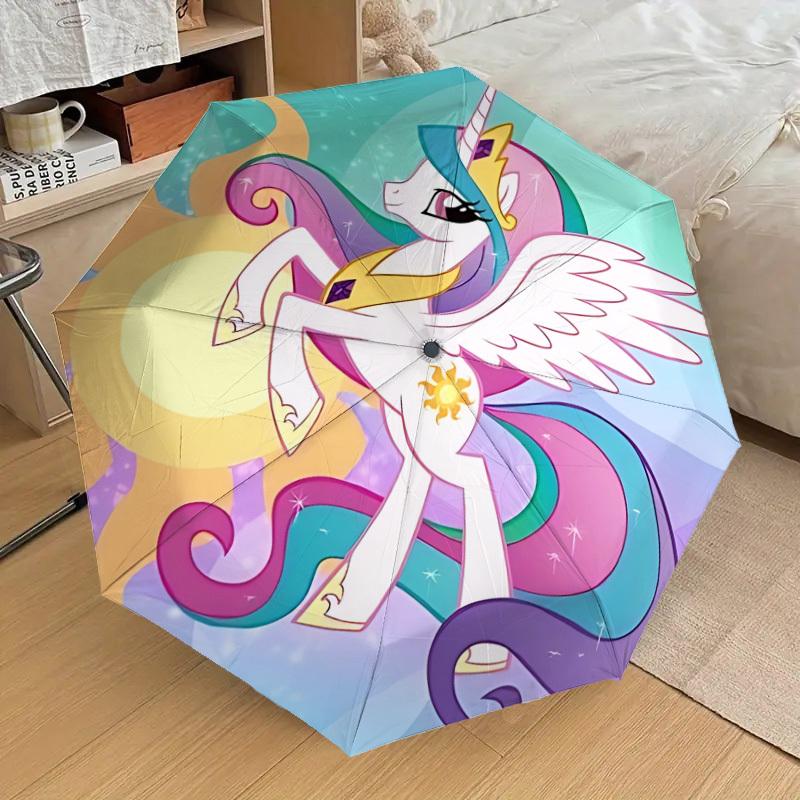 1pc Unicorn Fantasy [Automatic Folding Umbrella] Durable Iron Frame & Rod, Portable Folding, All Seasons, Home Travel Outdoor, Makes a Great Holiday G