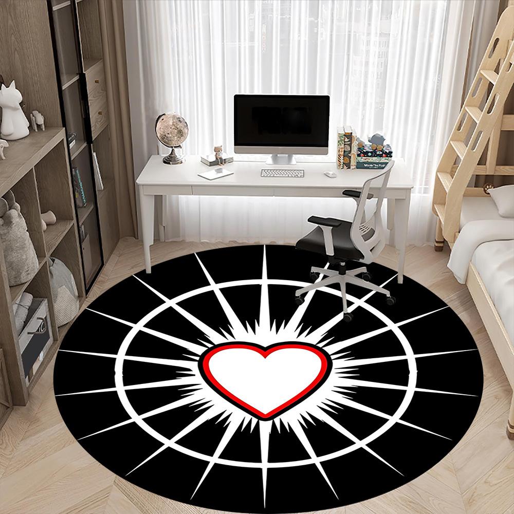1PC Heart Symbol Chair Carpet for Office, Indoor Non-Slip Washable Carpet, Soft Comfortable Mat For Office Room Yy250930250
