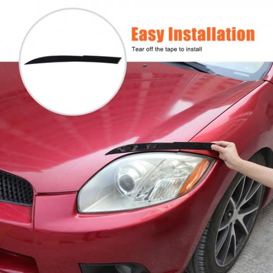 Gloss Piano Black Headlight Eyebrow Trim Sticker For Mitsubishi Eclipse 2006-11