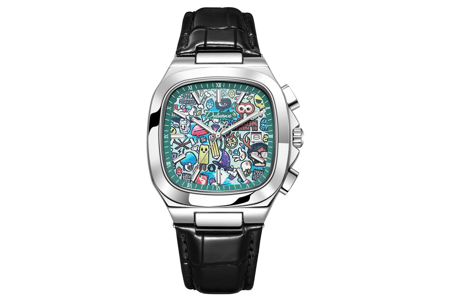 

Автоматические механические часы Durena с большим квадратным циферблатом в стиле граффити