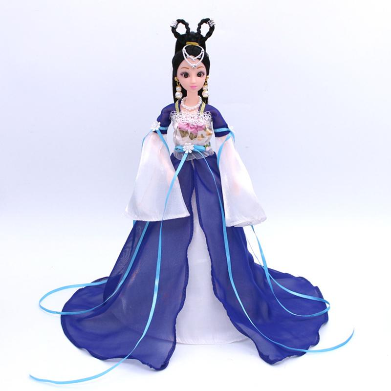 

30 см 1/6 BJD куклы китайский древний костюм одевание куклы платье девушка DIY макияж игрушка синий