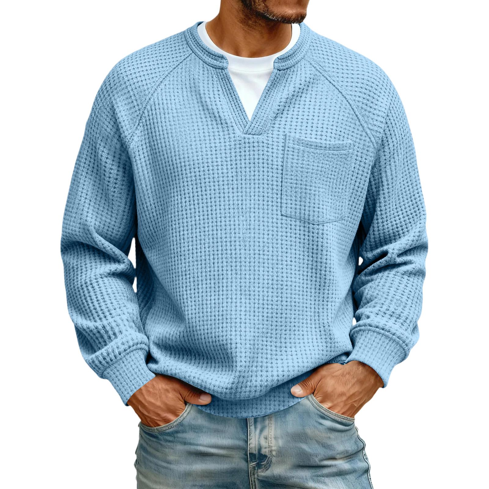 Men s V-neck Casual Hoodie With Pocket M