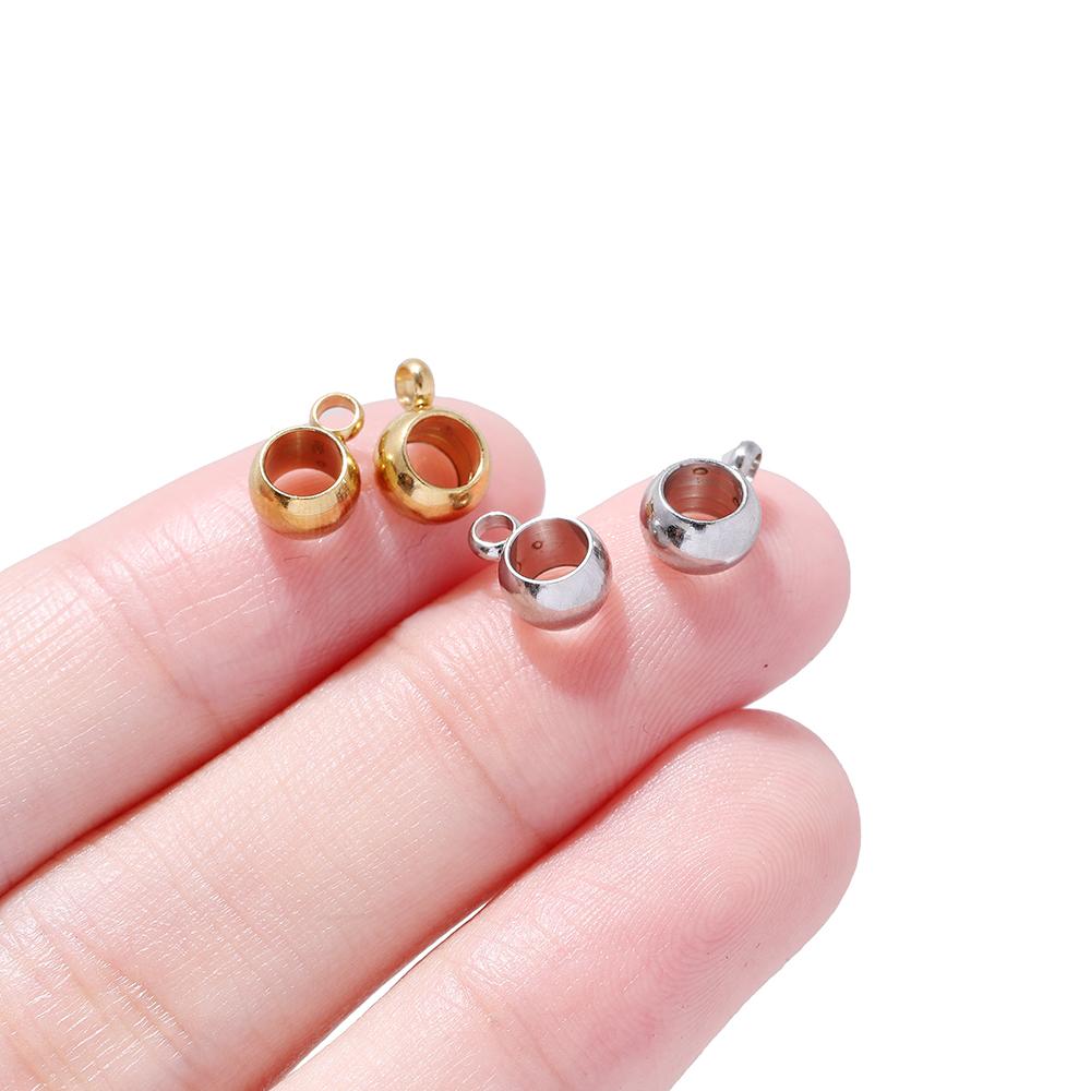10Pcs/Lot Stainless Steel Spacer Beads Pendant Charms Clasps Bail Beads for Bracelet Necklace DIY Jewelry Making Findings
