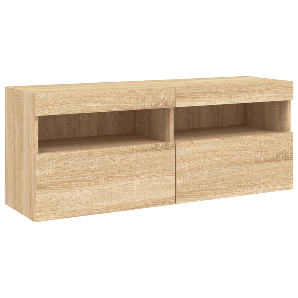 7 Piece TV Wall Unit with LED Lights Sonoma Oak